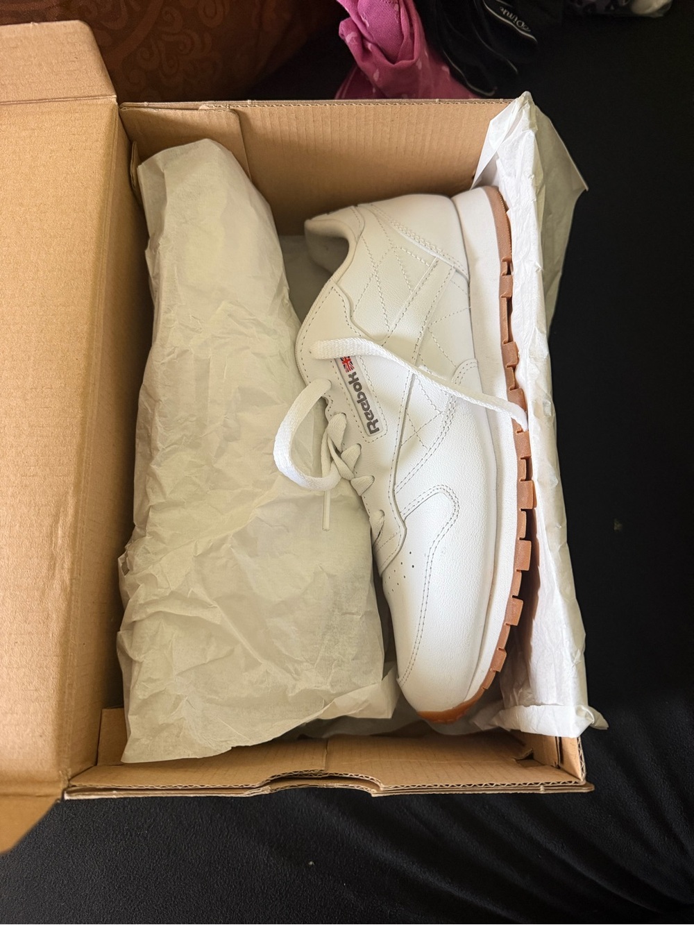 Reebok White Leather Sneakers with Gum Outsole